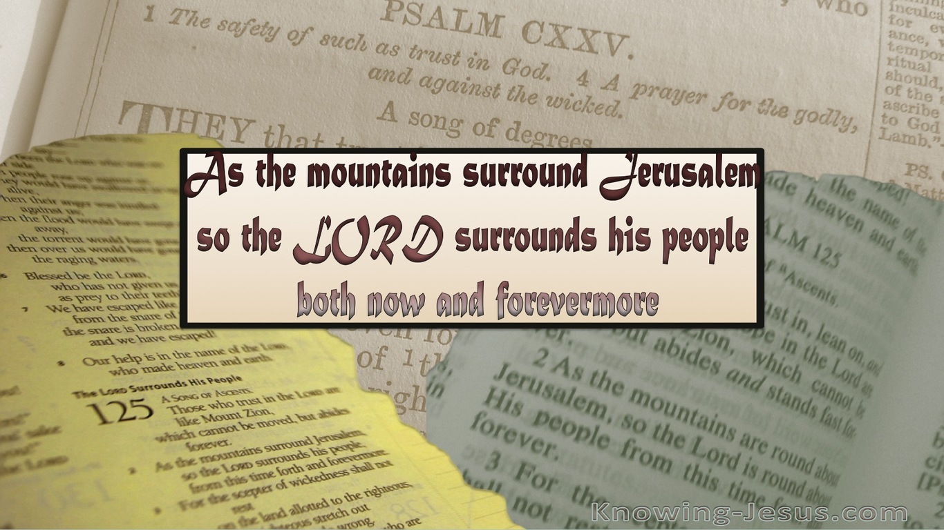 Psalm 125:2 The Lord Surrounds His People (beige)